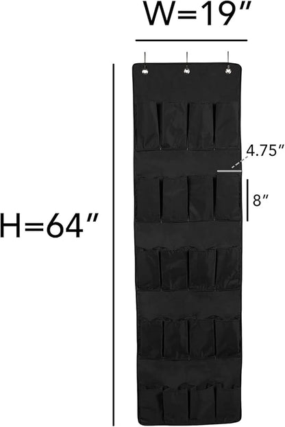 Covermates Keepsakes Over the Door Shoe Organizer – Heavy-Duty Hanging Footwear Storage with 20 Pockets and Stainless Steel Hooks – Space-Saving Closet & Bedroom Organization, Black