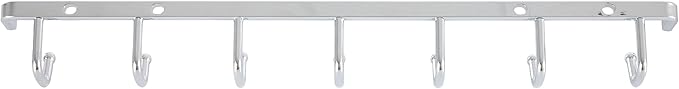 Rev-A-Shelf Sidelines 14" Closet Wall Hanging Mount for Belt, Scarf, or Tie Accessory Organization Rack Holder Hanger w/7 Hooks Chrome, BRCL-14NS-CR-1