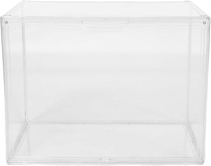 Milisten Acrylic Extra Large Shoe Storage Box 45x33x33cm, Plastic Stackable Organizer with Front Door, Sneaker and Boot Display Case for Entryway and Closet