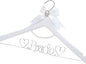 White Solid Wood Bridal Dress Hanger with Bridal Wire Lettering for Bridal Wedding Party Gift (White Hanger Silver Thread and Pearl Chain)