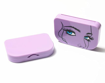 Eyelash Storage Case Organizer With Makeup Mirror Frame Box, Magnetic False Eyelashes Case False Eyelashes Packaging Travel Storage Box Eyelash Bag (Light Purple)