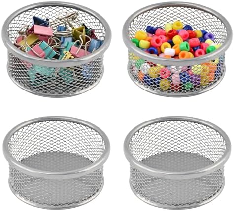 4PCS Paper Clip Holder For Desk With 50pcs Paper Clips (Silver) by Unknown