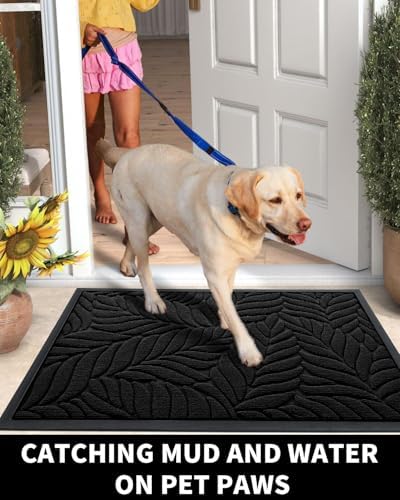 Yimobra Leaf Pattern Door Mat, 36 x 24 in, Black - Image 5