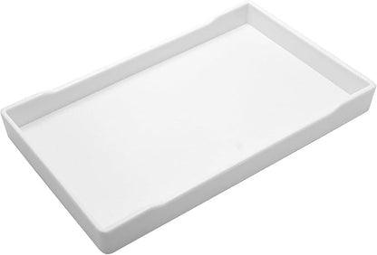 Jiozermi 8.03" Countertop and Bathroom Vanity Tray, Plastic Vanity Sink Tray Rectangle Soap Tray Kitchen Sink Tray Bathroom Tray for Lotion Bottles Perfume Jewelry Candle Key Ring(White)