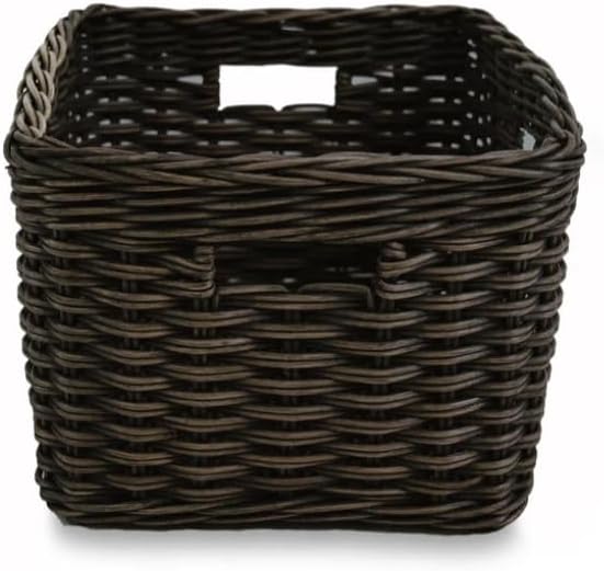 The Basket Lady Rectangular Deep Wicker Storage Basket, Medium, 16 in L x 12 in W x 9 in H, Antique Walnut Brown