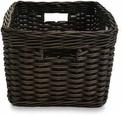The Basket Lady Rectangular Deep Wicker Storage Basket, Medium, 16 in L x 12 in W x 9 in H, Antique Walnut Brown