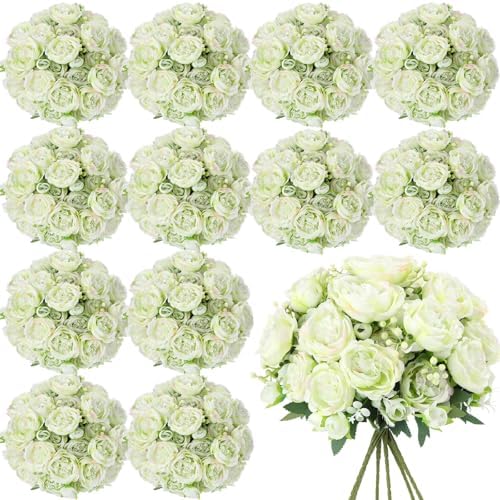 Geosar 16 Bundles Artificial Peonies Flowers,Green by Geosar