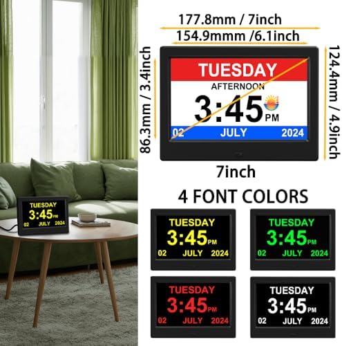 2026 Digital Clock Plug-in (No Battery), Power Outage Memory, DST Display Time, Date, Month, and Year Large-Font Clock for the Elderly, 7in Black - Image 6