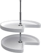 Rev-A-Shelf 28" Kidney Shaped Dual Tier Lazy Susan Shelf Organizer for Corner Base Kitchen Cabinets, Plastic Home Storage, 28" W x 18.58" D x 26" H, White, 6472-28-11-52