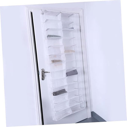Garneck Over The Door Shoe Organizer - 26 Pocket Hanging Shoe Rack - Space Saving White Storage for Closet and Bedroom Organization