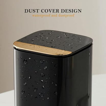 Push Pop-Up Makeup Brush Holder with Lid,4 Slots Makeup Brush Organizer, Makeup Cosmetics Organizer for Vanity Decor, Bathroom Countertop, Large Dustproof Cosmetic Brushes Container, Black