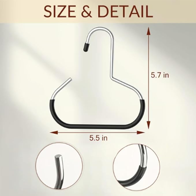 Durable Steel Hangers: Maximize Closet Space with Versatile Storage, Non-Slip Stainless Steel Clothes Rack Organizer for Hats, Ties, Scarves, Clothes (2, Black)