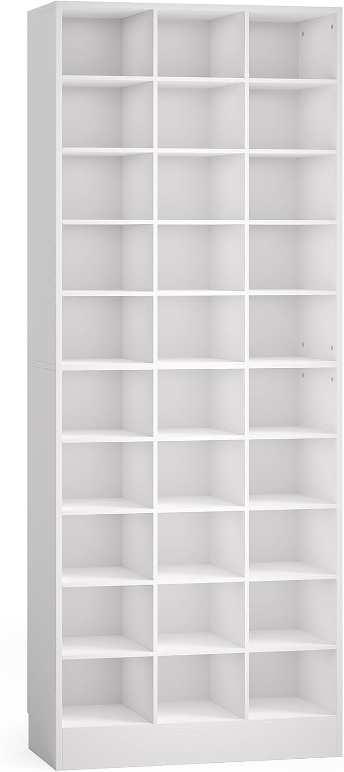 LITTLE TREE 70.9" Tall Shoe Rack, 10-Tier Freestanding Shelf, Max. Store 30 Pairs, Shoe Cabinet Organizer for Living Room, Entryway, Cloakroom, White
