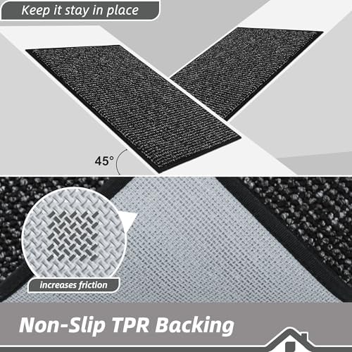BEQHAUSE Dirt Trapper Door Mat 24" x 36", Non-Slip Washable Doormats, Black - Image 6