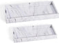 2 Silicone Bathroom Counter Tray, 7.8" x 3.9" & 11.8" x 5" Vanity Tray, Decorative Kitchen Soap Holder Plate Organizer for Makeup Perfume Candle Key Storage Toilet Tank Sink Table Desk (Marble White)