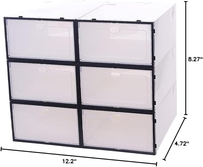 Hemobllo 6PCS Thickened Shoe Boxes Plastic Shoe Organizers Stackable Design for Footwear Storage for Sneakers Boots and Heels for Closet Organization