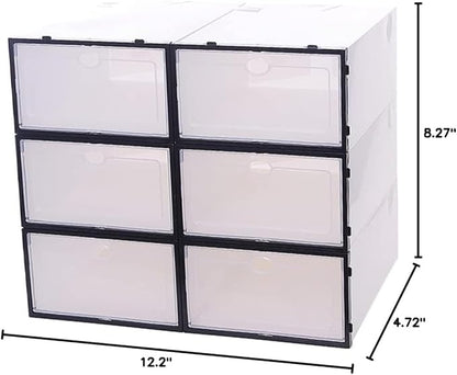 Hemobllo 6PCS Thickened Shoe Boxes Plastic Shoe Organizers Stackable Design for Footwear Storage for Sneakers Boots and Heels for Closet Organization