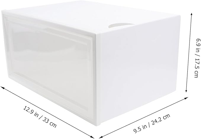 Zerodeko Stackable Sneaker Storage Box Flip Lid, White 33.5×24.5×17.5cm Pp Plastic Shoe Organizer for Home and Closet