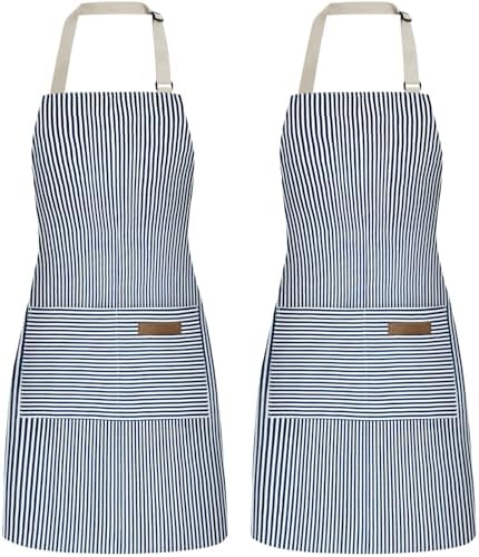 ATROPOS 2 Pieces Aprons for Women with Pockets, Aprons for Men, Womens Kitchen Apron, Cooking Apron Adjustable Bib Chef Apron(Unisex) by ATROPOS