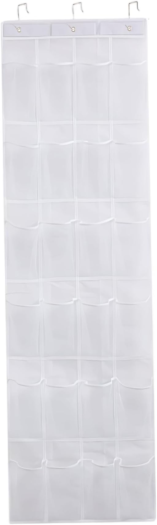 Shoe Hanger for Door 24 Mesh Pocket over the Door Shoe Organizer Space Saving Hanging Storage Holder with Hooks 64x19 Inch White