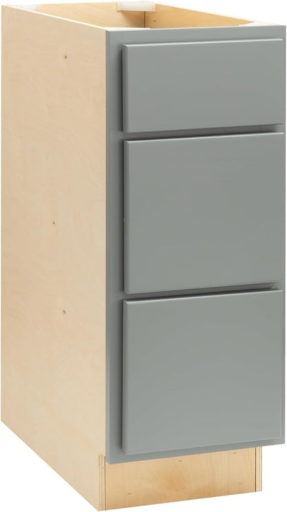 Quicklock RTA (Ready-to-Assemble) | Base Kitchen Cabinets - Shaker Style | Made in America (Magnetic Gray, 15" W x 34.5" H x 24" D 3 Drawer Pots and Pans)