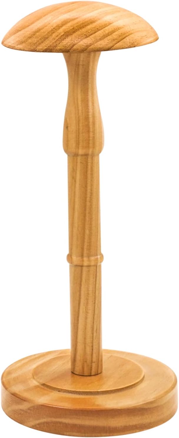Freestanding Hat Stand, Tabletop Hat Rack, Wood Display Stand Holder for Caps and Wigs (Natural)(One Piece)