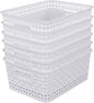 Sandmovie White Plastic Rattan Storage Baskets, 6 Packs