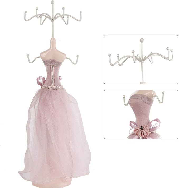 Jewelry Display Stand Tower, Hanging Mannequin Necklace Holder Lady Model Jewelry Organizer Earring Bracelet Ring Organizer