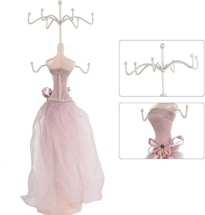 Jewelry Display Stand Tower, Hanging Mannequin Necklace Holder Lady Model Jewelry Organizer Earring Bracelet Ring Organizer