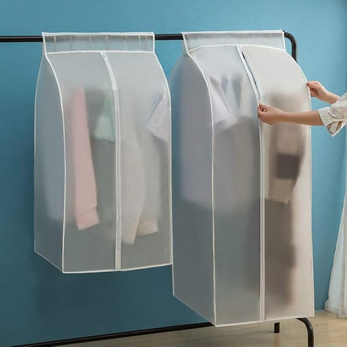 Garment Clothes Cover Protector Hanging Garment Storage Bag Translucent Dustproof Waterproof Hanging Storage Bag for Wardrobe with Full Zipper