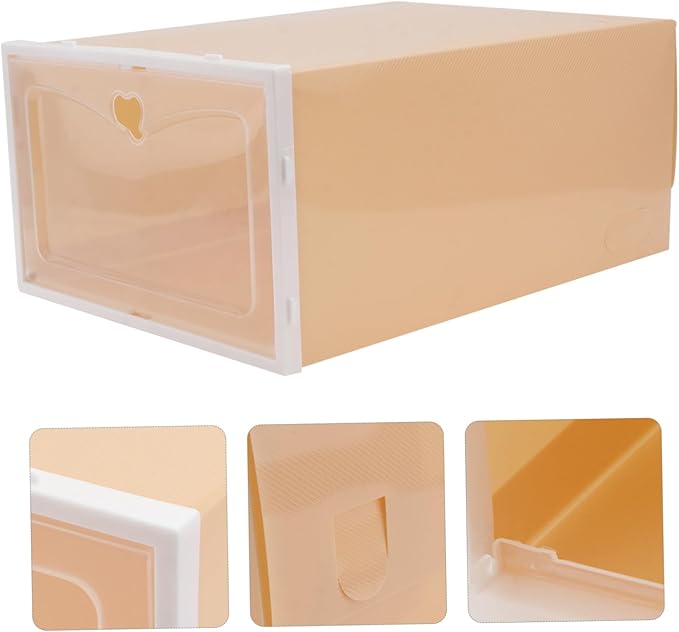 Cabilock 2Pcs Thickened Transparent Drawer Type Shoe Box for Men Stackable Plastic Footwear Storage Container with Large Capacity Space-saving Shoe Organizer for Home and Office