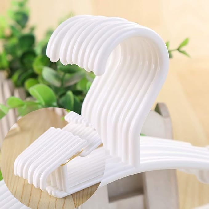 YYaaloa Kids Hangers - 10 Pack White Plastic Baby & Toddler Hangers, Very Durable, Space Saving for 1inch Closet Rod