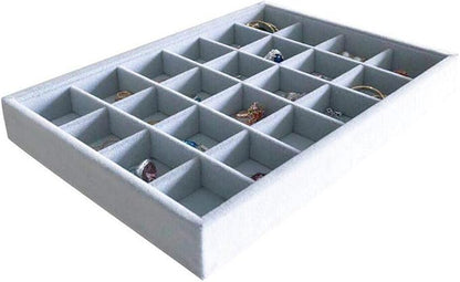 Multi Function Practical Drawer Organizer Jewelry Show Tray Home Store Premium Grade Gray Velvet Stackable Organizer Closet Storage Removable 24-Grid Jewelery Collection Drawer Divider Inserts