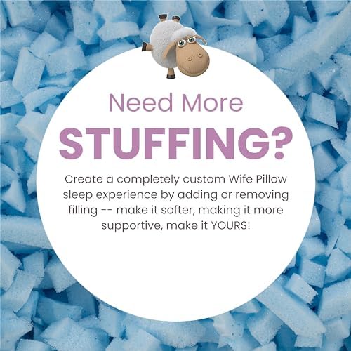 Wife Pillow - Cooling Shredded Memory Foam, 1 LBS Extra Bag of Stuffing, Premium Ice Gel Infused Blended with Siliconized Fiberfill. Customize Your Comfort & Support. Filling: Medium - Firm - Image 2