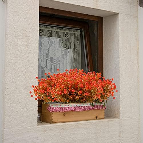 24PCS Artificial Eucalyptus Plants,Fake Boxwood Shrubs UV Resistant No Fade Faux Plastic Greenery for Wedding Bridal Bouquet Indoor Outdoor Home Garden Kitchen Office Table Vase(Fall Orange) - Image 5