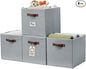 DECOMOMO Storage Baskets, 13x15x13 Storage Cube Bins with Labels for Organizing Shelves Kallax (Kallax / 4pcs, Grey)