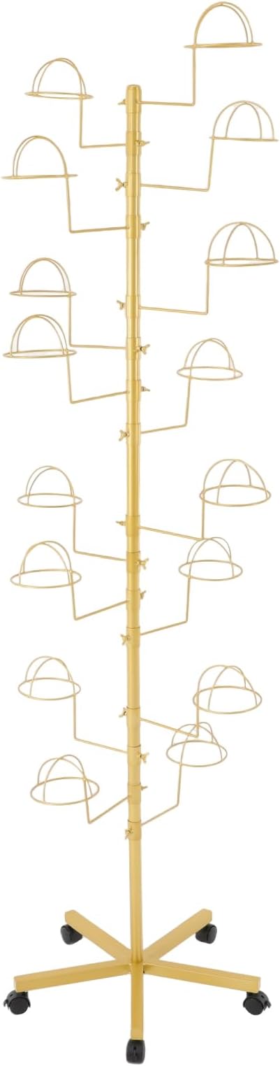Freestanding Hat Rack - Hat Display Rack - Modern Large Freestanding Hat Rack Stand - Hat Display Stand for Cloakrooms, Entrances, Bedrooms, Clothing Stores, Trade Exhibitions (Gold)