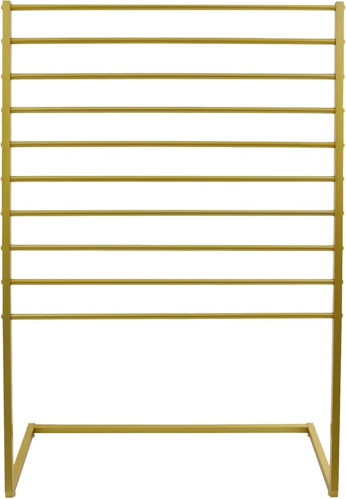 Scarf Display Stand, 10 Tier Metal Scarf Holder Organizer, Scarf Hanger Scarf Holder Scarf Organizer Belt Organizer Pants Rack Scarf Rack for Commercial Clothing Retail Store (Gold, 100cm)