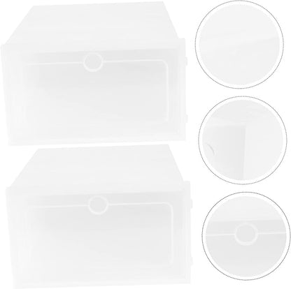 2pcs Stackable Shoe Storage Box Thicken Plastic Shoe Container for Closet Organization Large White for Sneaker Display and Easy Access