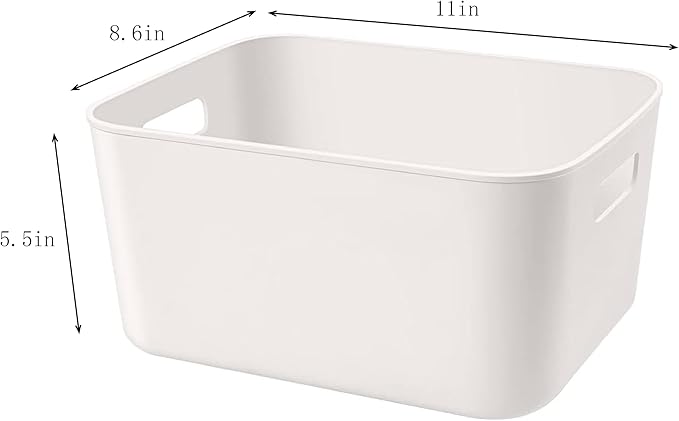 Set Of 2 Plastic Storage Bins,10.5×8×5.5" Versatile Kitchen Pantry Organization and Storage,for Plastic Storage Container Under Bed,Under Sink Bathroom Organizer (2 Pack Medium, White)
