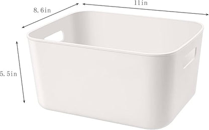 Set Of 2 Plastic Storage Bins,10.5×8×5.5" Versatile Kitchen Pantry Organization and Storage,for Plastic Storage Container Under Bed,Under Sink Bathroom Organizer (2 Pack Medium, White)