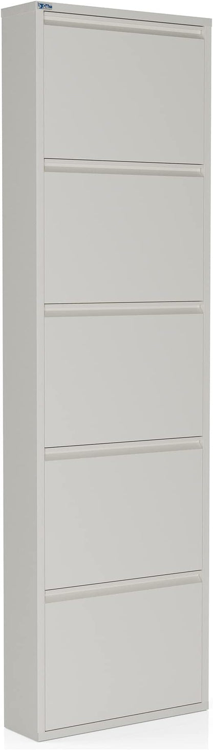 CEHA 5 Tier Metal Shoe Cabinet with Cover, Durable Shoe Storage Organizer for Entryway, Space Saving Shoe Shelf Closet, 5.91" x 66.5" x 19.68", White