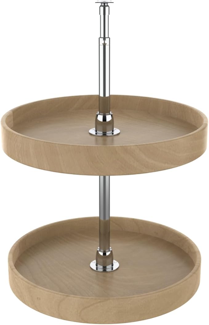 Lazy Daisy Natural Wood Full-Circle 2-Shelf Lazy Susans for Corner Wall Cabinets