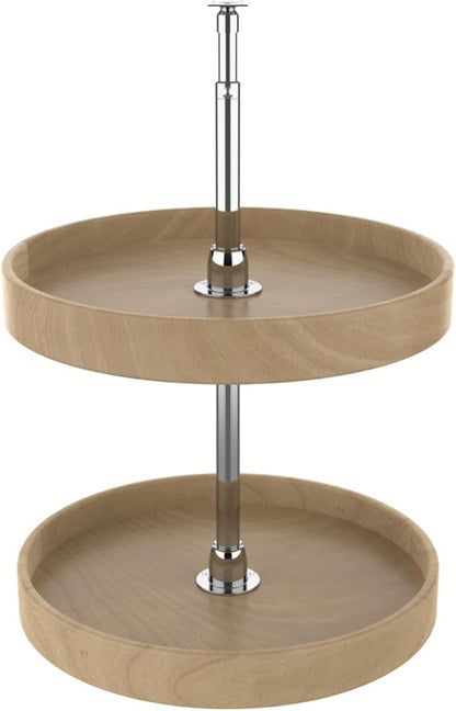 Lazy Daisy Natural Wood Full-Circle 2-Shelf Lazy Susans for Corner Wall Cabinets