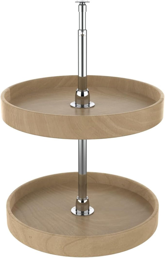 Lazy Daisy Natural Wood Full-Circle 2-Shelf Lazy Susans for Corner Wall Cabinets