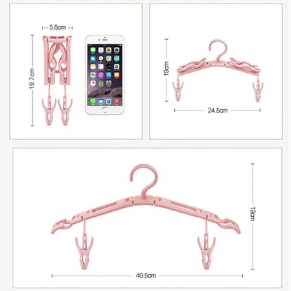 Portable Folding Travel Clothes Hangers with Clips Travel Accessories Plastic Foldable Non-Slip Lightweight Shirts Socks Underwear Clothes Hangers Drying Rack for Home Outdoor Travel