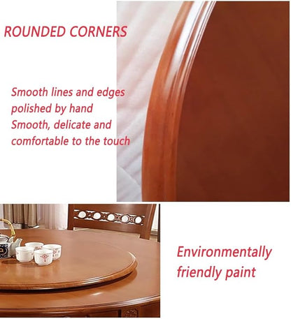 Large Wooden Lazy Susan 35.4" Rotating Table Top Dining Turntable, Round Serving Plate Decor Silent Smooth SpinBy Hand Easy to Clean