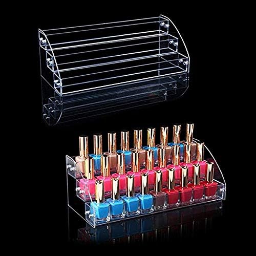 3 Tiers 2PCS Clear Acrylic Nail Polish Holder Essential Oils Stand Lipstick Makeup Desktop Organizer Candy Storage Retail Store Display Brochure Space Saver Agentia Container Exhibition Sample Show
