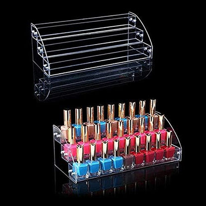 3 Tiers 2PCS Clear Acrylic Nail Polish Holder Essential Oils Stand Lipstick Makeup Desktop Organizer Candy Storage Retail Store Display Brochure Space Saver Agentia Container Exhibition Sample Show