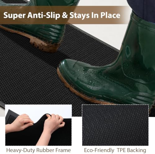 Front Door Mat Outside Entrance Welcome Mat 24"x36" Black 2x3 ft - Image 4